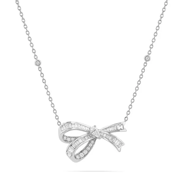 18K White Gold Bow Necklace With 56 Diamonds Orin Jewelers Northville, MI