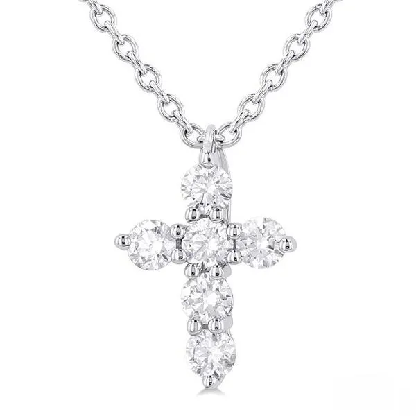 14k White Gold Cross Pendant with 6 Diamonds Orin Jewelers Northville, MI