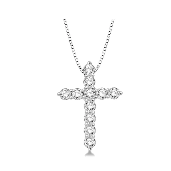 14K White Gold Cross Pendant With 11 Diamonds Orin Jewelers Northville, MI