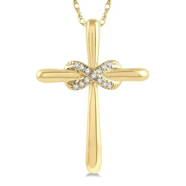 10k Yellow Gold Diamond Cross Pendant Image 2 Orin Jewelers Northville, MI