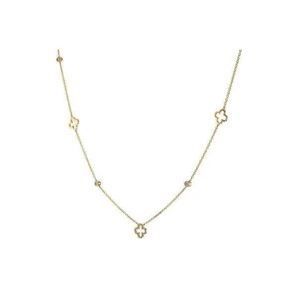 14K Yellow Gold Clover Design Station Necklace With 32 Diamonds Orin Jewelers Northville, MI