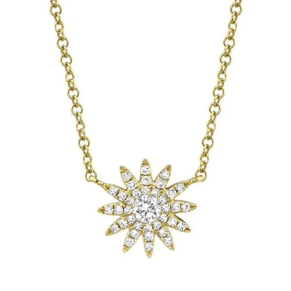 14k Yellow Gold Starburst Pendant With 37 Diamonds Orin Jewelers Northville, MI