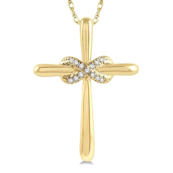10k Yellow Gold Diamond Cross Pendant Image 2 Orin Jewelers Northville, MI