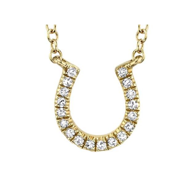 14K Yellow Gold Horseshoe Pendant With 18 Diamonds Orin Jewelers Northville, MI