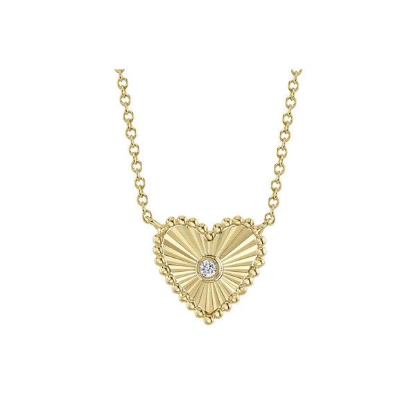 14K Yellow Gold Heart Design Pendant With 1 Diamond Orin Jewelers Northville, MI