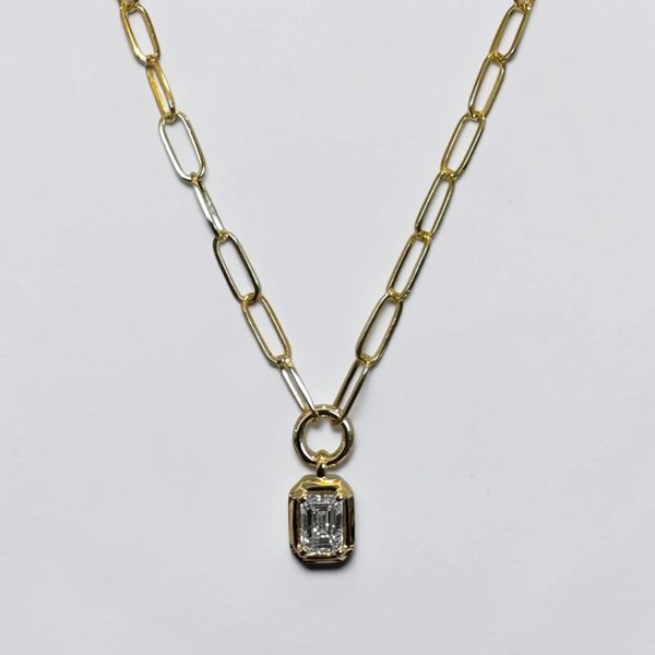 14K Emerald Cut Diamond Pendant Image 2 Orin Jewelers Northville, MI