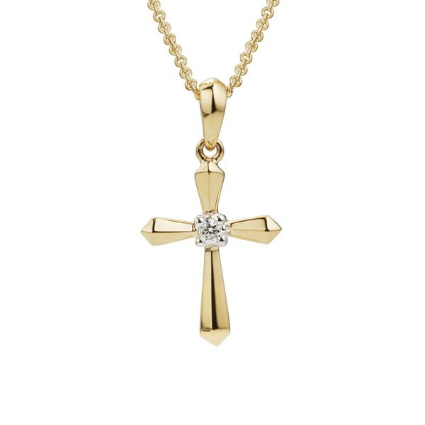 14K Yellow Gold Cross Pendant With Diamond Orin Jewelers Northville, MI