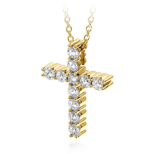18K Yellow Gold Whimsical Cross Pendant by Hearts On Fire Image 2 Orin Jewelers Northville, MI