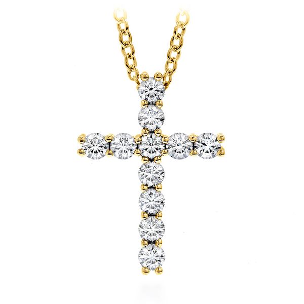 18K Yellow Gold Whimsical Cross Pendant by Hearts On Fire Orin Jewelers Northville, MI