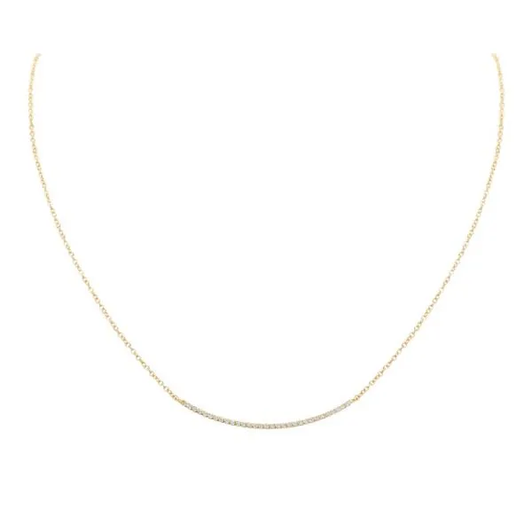 Lady's Yellow Gold 18 Karat Curved Bar Necklace With 31 Diamonds Orin Jewelers Northville, MI