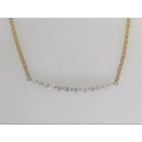 Lady's 14K Two Tone Yellow & White Gold Bar Necklace w/12 Diamonds Orin Jewelers Northville, MI