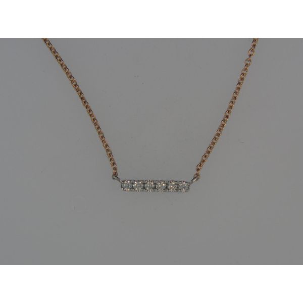 Lady's 14K Two Tone Rose & White Gold Bar Necklace w/6 Diamonds Orin Jewelers Northville, MI