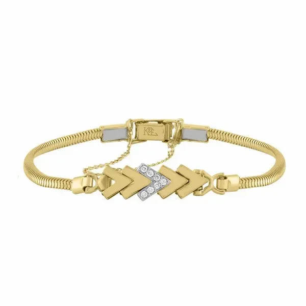 Lady's Yellow Gold 14 Karat Add-A-Link Chevron Bracelet With 7 Diamonds Orin Jewelers Northville, MI