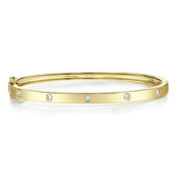 14k Yellow Gold Bangle Bracelet With 5 Diamonds Orin Jewelers Northville, MI