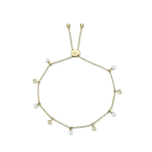 14k Yellow Gold Pearl & Diamond Bolo Bracelet Orin Jewelers Northville, MI