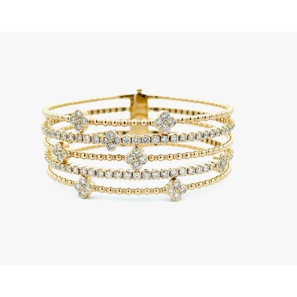 14K Yellow Gold 5-Row Bangle Bracelet With 154 Diamonds Orin Jewelers Northville, MI