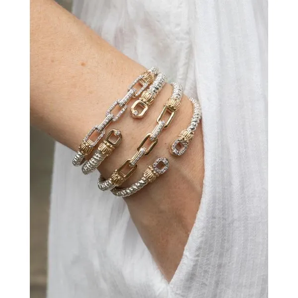 Sterling Silver & 14k Gold Bracelet With Diamonds Image 2 Orin Jewelers Northville, MI