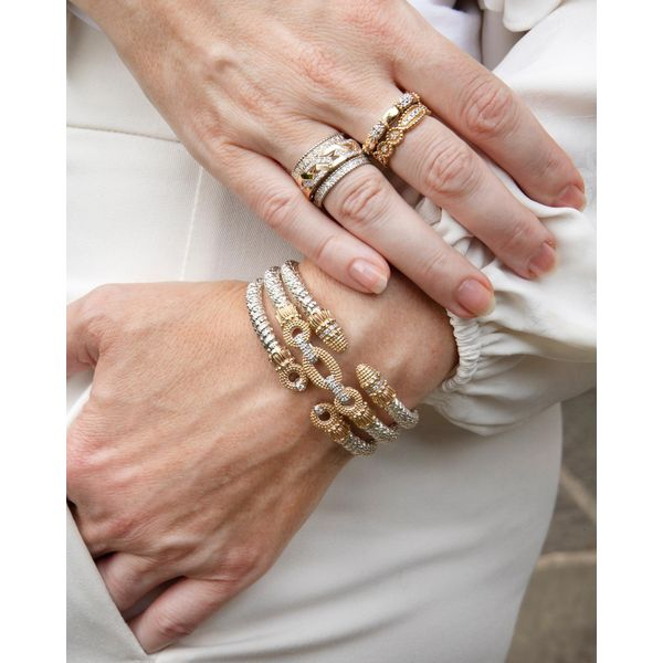Sterling Silver & 14k Gold Bracelet with Diamonds Image 2 Orin Jewelers Northville, MI