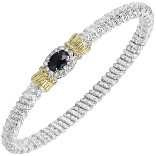 Sterling Silver & 14k Yellow Gold Onyx & Diamond Bracelet Orin Jewelers Northville, MI