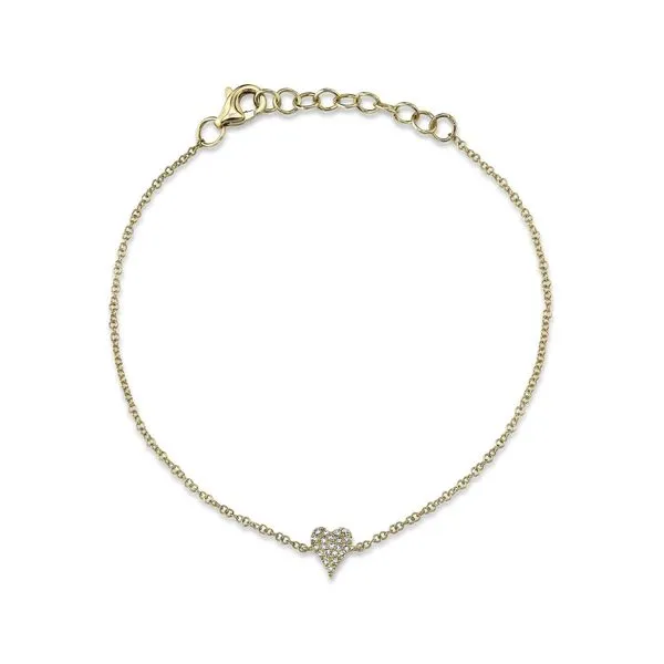 14K Yellow Gold Pave Heart Bracelet With 21 Diamonds Orin Jewelers Northville, MI