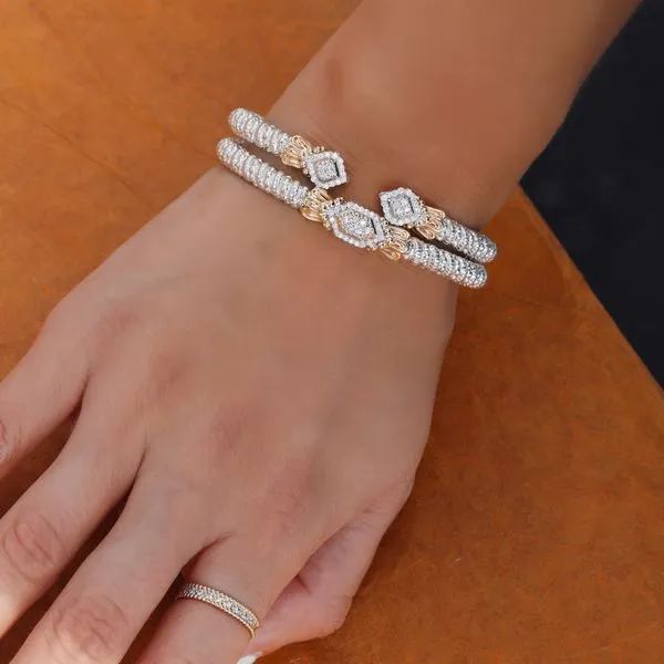 Sterling Silver & 14k Gold Bracelet with Diamonds Image 2 Orin Jewelers Northville, MI