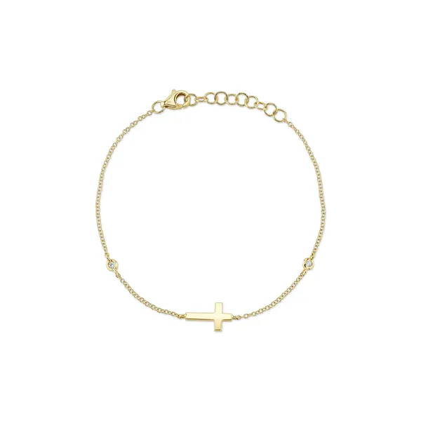 14K Yellow Gold Cross Bracelet With 2 Diamonds Orin Jewelers Northville, MI