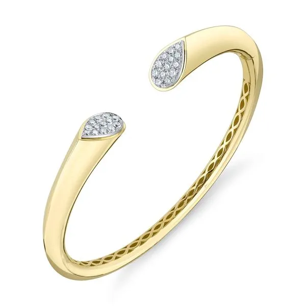14K Yellow Gold Open Cuff Bangle Bracelet With 26 Diamonds Image 3 Orin Jewelers Northville, MI