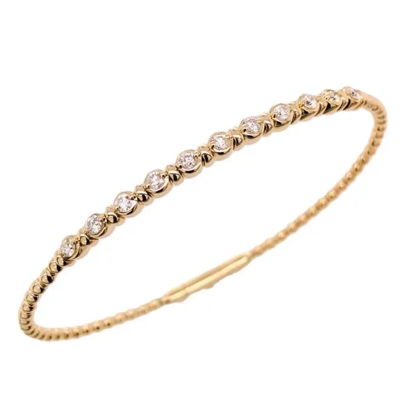 14K Yellow Gold Soft Bangle Bracelet With 11 Diamonds Orin Jewelers Northville, MI
