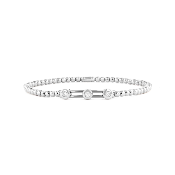 18K White Gold Stretch Bracelet With 3 Diamonds Orin Jewelers Northville, MI