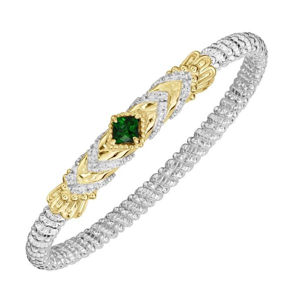 Sterling Silver & 14K Yellow Gold Bracelet With Chrome Diopside &Diamonds Orin Jewelers Northville, MI