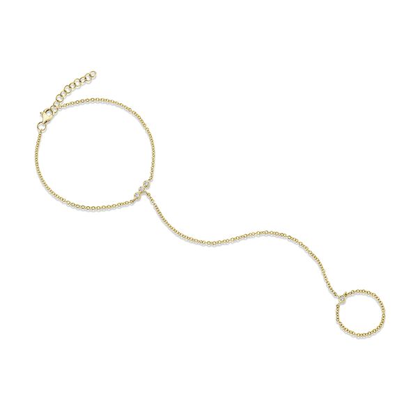 14K Yellow Gold Hand Chain Bracelet With 4 Diamonds Orin Jewelers Northville, MI