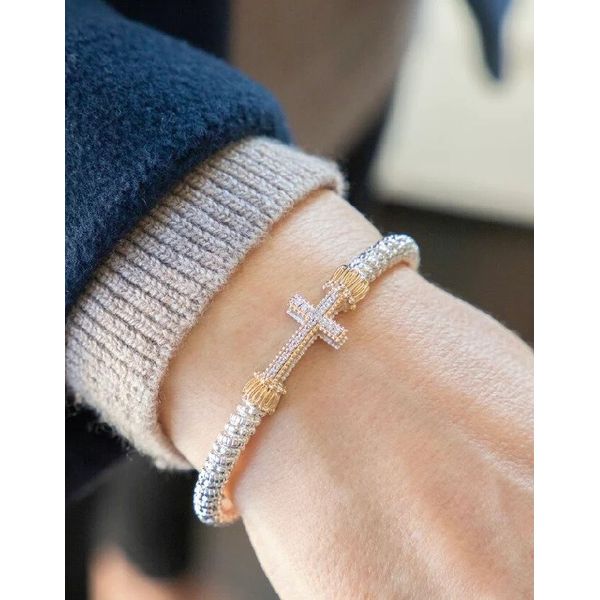 Sterling Silver & 14k Gold Bracelet With Diamonds Image 2 Orin Jewelers Northville, MI