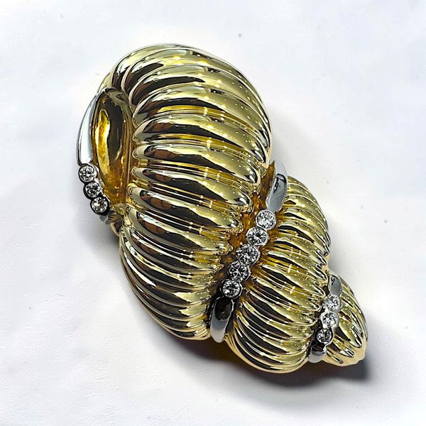 Vendorafa Italy 18K Conch Diamond Brooch Orin Jewelers Northville, MI
