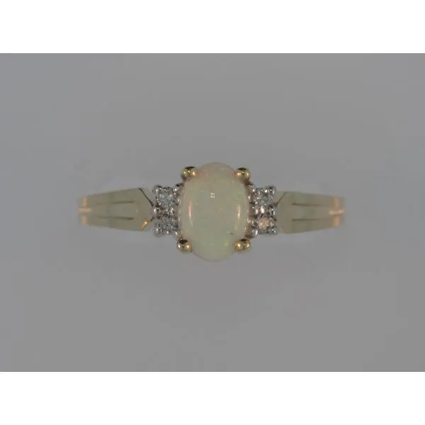 Lady's 14K Yellow Gold Ring W/1 Opal & 4 Diamonds Orin Jewelers Northville, MI