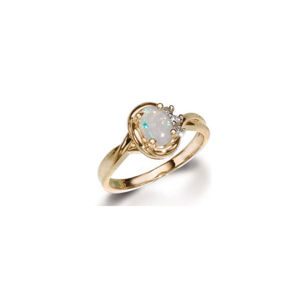 Lady's 14K Yellow Gold Fashion Ring W/1 Opal & 3 Diamonds Orin Jewelers Northville, MI