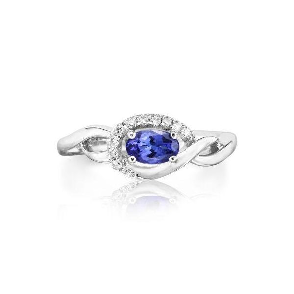 Lady's 14K White Gold Fashion Ring w/1 Tanzanite & 10 Diamonds Orin Jewelers Northville, MI
