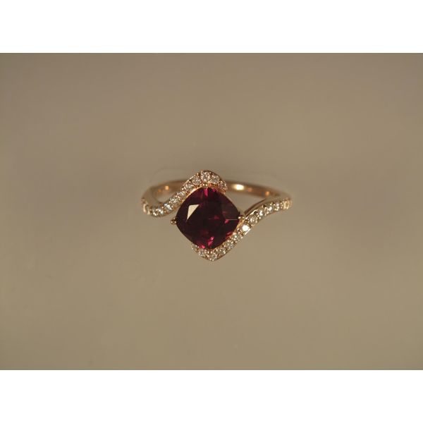 Lady's 14K Rosé Gold Fashion Ring w/1 Purple Garnet & 26 Diamonds Orin Jewelers Northville, MI