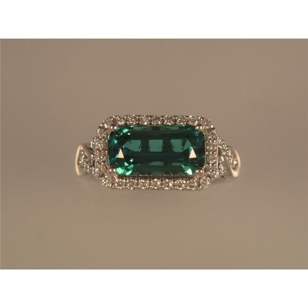 Lady's 14K White Gold Fashion Ring w/1 Mint Tourmaline & 42 Diamonds Orin Jewelers Northville, MI