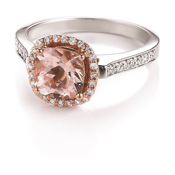 14k White & Rose Gold Ring With Morganite & Diamonds Orin Jewelers Northville, MI