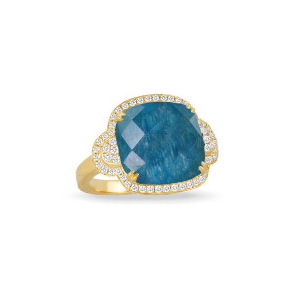 18k Yellow Gold Clear Quartz over Apatite Ring With Diamonds Orin Jewelers Northville, MI