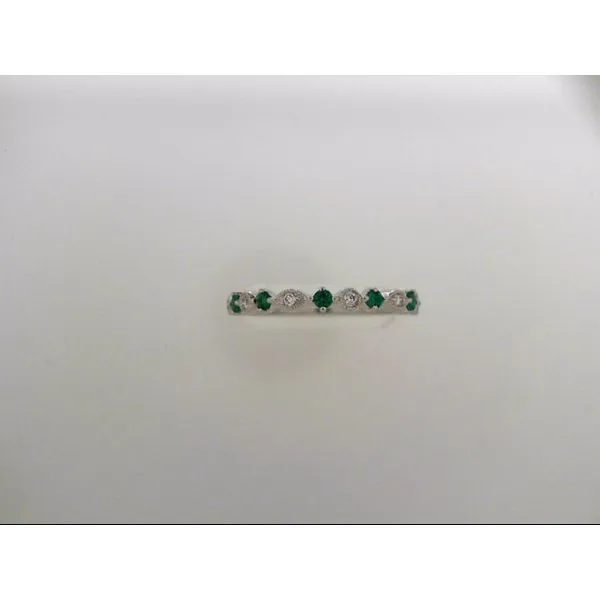 14k White Gold Fashion Ring With 7 Diamonds & 6 Emeralds Orin Jewelers Northville, MI
