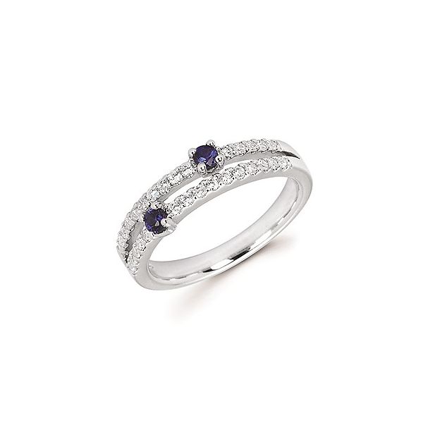 Lady's 14k White Gold Ring With 30 Diamonds & 2 Sapphires Orin Jewelers Northville, MI