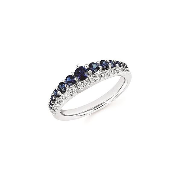 Lady's White Gold 14 Karat Fashion Ring With Sapphires & Diamonds Orin Jewelers Northville, MI