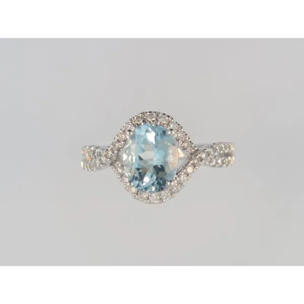 Lady's 14k White Gold Ring With Aquamarine & 40 Diamonds Orin Jewelers Northville, MI