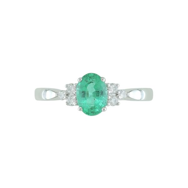 14k White Gold Emerald & Diamond Ring Orin Jewelers Northville, MI