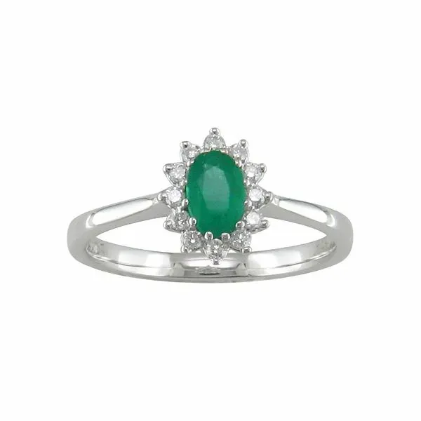 14k White Gold Emerald & Diamond Ring Orin Jewelers Northville, MI