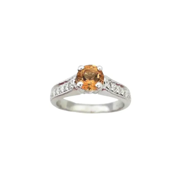 14K White Gold Citrine and Diamond Fashion Ring Orin Jewelers Northville, MI