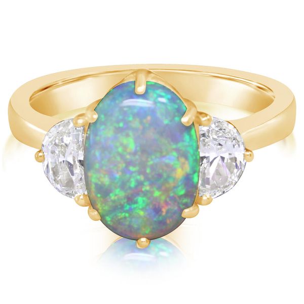 18k Yellow Gold Australian Opal & Diamond Ring Orin Jewelers Northville, MI