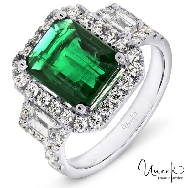 18k White Gold Emerald & Diamond Ring Orin Jewelers Northville, MI