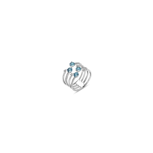 14k White Gold Blue Topaz & Diamond Ring Orin Jewelers Northville, MI
